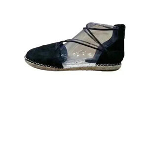 Eileen Fisher Black Lace Leather Espadrille - size 8.5